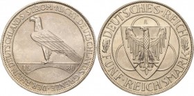 Gedenkausgaben
 5 Reichsmark 1930 E Rheinlandräumung Jaeger 346 Kl. Randfehler, vorzüglich-Stempelglanz/fast Stempelglanz