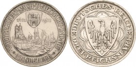 Gedenkausgaben
 3 Reichsmark 1931 A Magdeburg Jaeger 347 Avers Kratzer, fast vorzüglich/vorzüglich-Stempelglanz