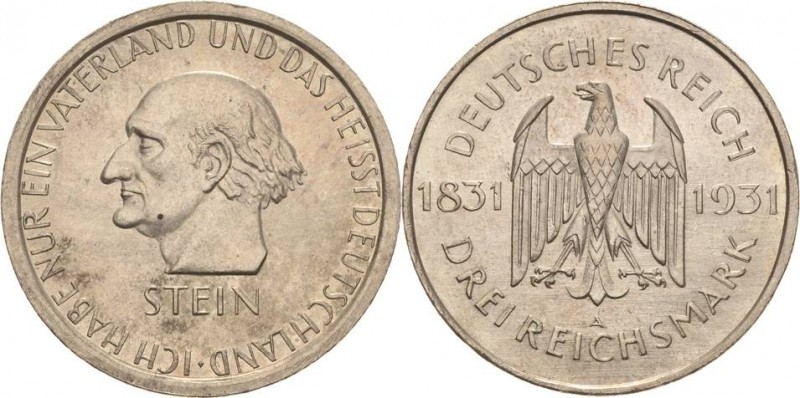 Gedenkausgaben
 3 Reichsmark 1931 A Stein Jaeger 348 Fast Stempelglanz