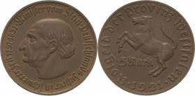 Westfalen
 5 Mark 1921. Freiherr von Stein Jaeger N 12 Selten. Prägefrisch