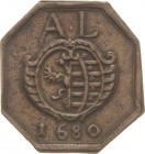 Anhalt-Zerbst
Carl Wilhelm 1667-1718 Einseitige Accise-Marke 1680. Amt Lindau. AL über Anhalter Wappenschild, darunter Jahreszahl. 32 x 30 mm, 4,06 g...