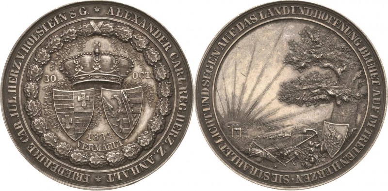 Anhalt-Bernburg
Alexander Carl 1834-1863 Silbermedaille 1834 (D. Lüders) Vermäh...