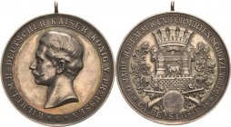 Anhalt-Orte
Calbe Silbermedaille 1895 (Lauer) 50-jähriges Jubiläum der uniformierten Schützengesellschaft. Kopf des Kaisers Wilhelm II. nach links / ...