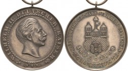 Anhalt-Orte
Schönebeck Silbermedaille 1898. Fahnenweihe und 50-jähriges Jubiläumsschiessen. Kopf nach rechts / Wappen. Mit Randpunze: (Mondsichel, Kr...