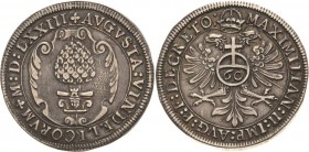 Augsburg-Stadt
 Guldentaler (60 Kreuzer) 1573. Mit Titel Maximilian II Forster 77 Davenport 3 Sehr selten. Sehr schön-vorzüglich/vorzüglich