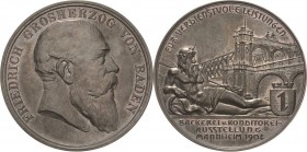 Baden-Durlach
Friedrich als Großherzog 1856-1907 Versilberte Bronzemedaille 1904 (R. Mayer) Preismedaille der Bäckereiausstellung in Mannheim. Kopf n...