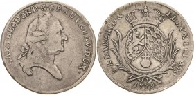 Bayern
Karl Theodor 1777-1799 Taler 1779, München Mit Signatur HST Hahn 348 Beierlein 2349 Anm Davenport 1957 Selten. Sehr schön