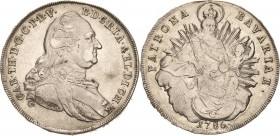 Bayern
Karl Theodor 1777-1799 Taler 1786, München Madonna Hahn 346 Beierlein 2362 Davenport 1965 Revers min. justiert, fast vorzüglich/vorzüglich-Ste...