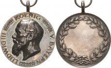 Bayern
Ludwig III. 1913-1918 Silbermedaille o.J. Bürgermeistermedaille ohne Gravur. Kopf nach links / leeres Gravurfeld im Lorbeerkranz. 41,5 mm, 35,...