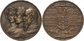 Bayern
Kronprinz Ludwig Bronzegussmedaille 1910 (K. Goetz) Zur Erinnerung an die Vermählung des Kronprinzen Ludwig mit Theresa von Bayern und das 100...