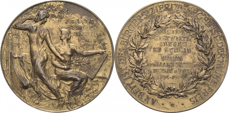 Berlin
 Vergoldete Silbermedaille 1909 (Lauer) Auf die Jubiläums-Kochkunstausst...