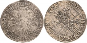 Brandenburg-Franken
Georg von Ansbach und Albrecht d. J. zu Bayreuth 1527-1543 Taler 1543, o. Mzz.-Schwabach Interessante Interpunktionsvariante. Mit...