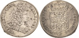 Brandenburg-Preußen
Friedrich III. 1688-1701 2/3 Taler 1690, LCS-Berlin v. Schrötter 79 Davenport 270 Neumann 12.16 a Min. Schrötlingsfehler, prägefr...