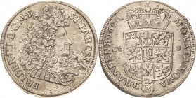 Brandenburg-Preußen
Friedrich III. 1688-1701 2/3 Taler 1690, LCS-Berlin v. Schrötter 74 Davenport 270 Neumann 12.16 a Min. Schrötlingsfehler, prägefr...