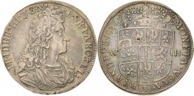 Brandenburg-Preußen
Friedrich III. 1688-1701 2/3 Taler 1693, WH-Emmerich v. Schrötter 320 Neumann 12.16 d Davenport 282 Sehr schön-vorzüglich