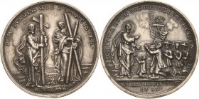 Brandenburg-Preußen
Friedrich Wilhelm I., der Soldatenkönig 1713-1740 Silbermedaille 1732. Auf die Aufnahme der Salzburger Emigranten. Christus bei d...