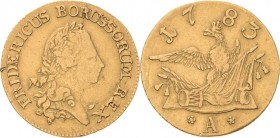 Brandenburg-Preußen
Friedrich II., der Große 1740-1786 Friedrichs d'or 1783, A-Berlin Olding 435 Kluge 112.9 v. Schrötter 395 Friedberg 2411 GOLD. 6....