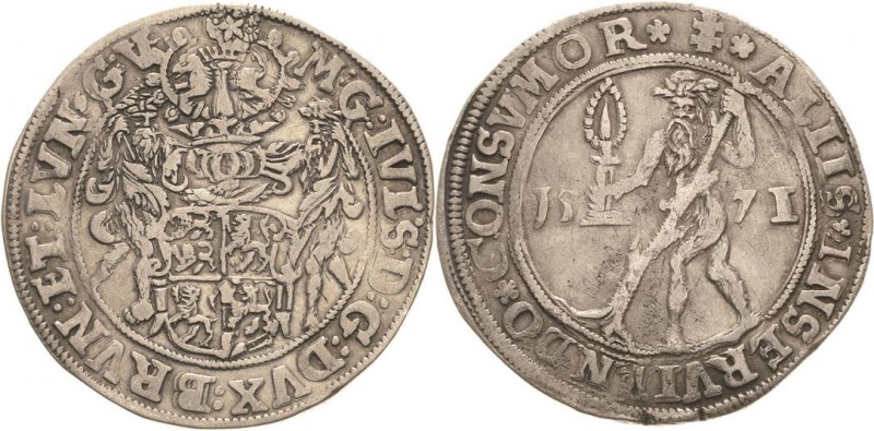 Braunschweig-Wolfenbüttel
Julius 1568-1589 1/2 Taler 1571, Doppelkreuz-Goslar L...