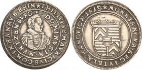 Hanau-Münzenberg
Catharina Belgica als Vormünderin für Philipp Moritz 1612-1626 Testone 1618, Hanau Jahreszahl aus 1614 geschnitten Suchier 100 Fast ...