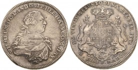 Hanau-Münzenberg
Wilhelm IX. von Hessen-Kassel 1764-1821 Taler 1771, FH-Hanau Ausbeute der Grube Bieber Hoffmeister 2618 Davenport 2288 Müseler 25.5 ...