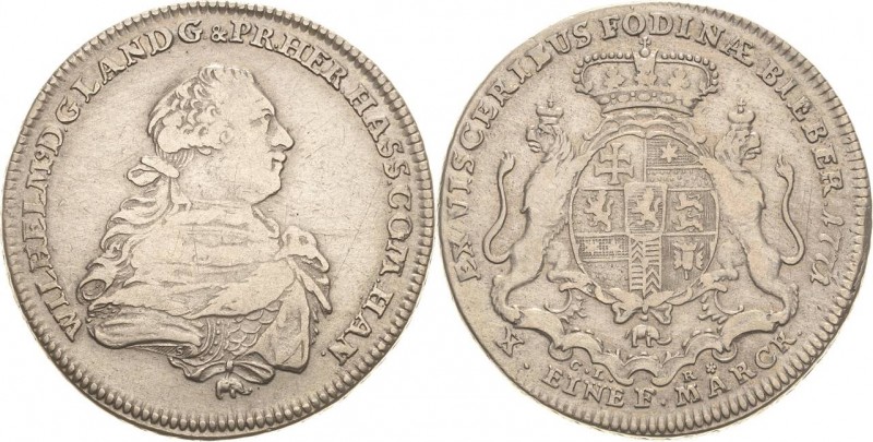 Hanau-Münzenberg
Wilhelm IX. von Hessen-Kassel 1764-1821 Taler 1771, FH-Hanau A...