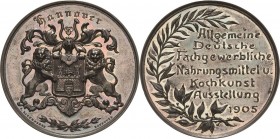 Hannover
 Silbermedaille 1905 (G. Rannenberg) Allgemeine Deutsche fachgewerbliche Nahrungsmittel- und Kochkunst Ausstellung. Stadtwappen mit Helmzier...