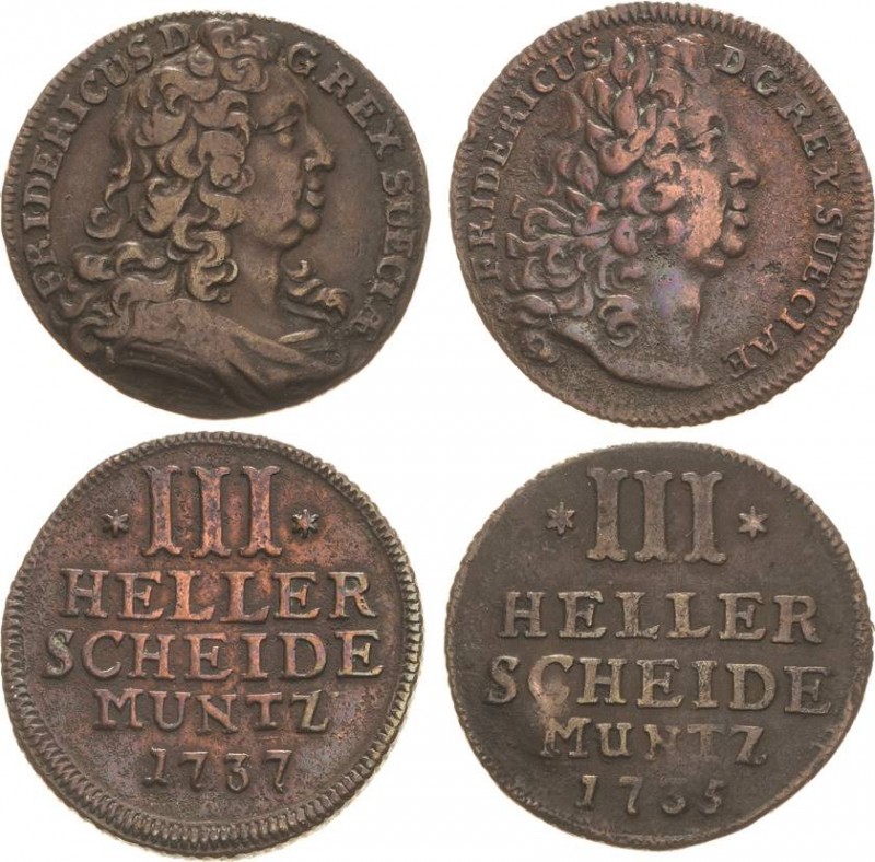 Hessen-Kassel
Friedrich I. 1730-1751 3 Heller 1735 und 1737, Kassel Schütz 1596...