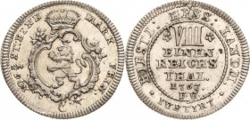 Hessen-Kassel
Friedrich II. 1760-1785 1/8 Taler 1767, FU-Kassel Schütz 1876 Hoffmeister 2370 Prägefrisch