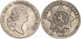 Hessen-Kassel
Friedrich II. 1760-1785 1/2 Taler 1776, BR-Kassel Halber Sterntaler Schütz 1945 Hoffmeister 2468 Sehr schön
