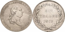 Hessen-Kassel
Wilhelm I. 1803-1821 Taler 1819, Kassel AKS 5 Jaeger 12 Davenport 690 Kahnt 250 Sehr schön-