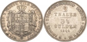 Hessen-Kassel
Kurfürst Wilhelm II. und Friedrich Wilhelm 1831-1847 Doppeltaler 1844, Kassel AKS 43 Jaeger 33 Kahnt 253 Davenport 693 Sehr schön