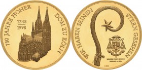 Köln-Stadt
 Goldmedaille 1998 (H.M. Buchberger) 750 Jahre Hoher Dom zu Köln. Domansicht / Die Krümme des Bischofsstabes, rechts Wappen von Kardinal M...
