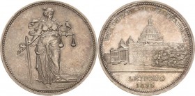 Leipzig
 Silbermedaille 1895 (Lauer) Einweihung des Reichsgerichtsgebäudes. Ansicht des Gebäudes / Stehende Justitia mit Schwert und Balkenwaage. 33,...