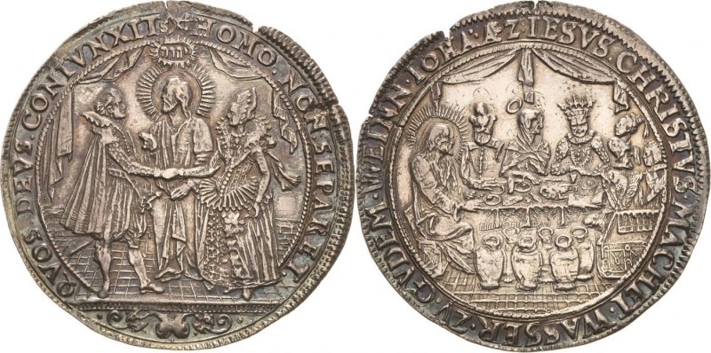 Lübeck-Stadt
 Silbermedaille im 1/2 Taler Gewicht o.J. (um 1600). 1/2 Hochzeits...