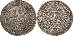 Magdeburg-Stadt
 Taler 1617. 100 Jahrfeier der Reformation.. Doppelköpfiger Reichsadler mit Stadtschild auf der Brust / Hüftbild Jan Hus halbrechts, ...