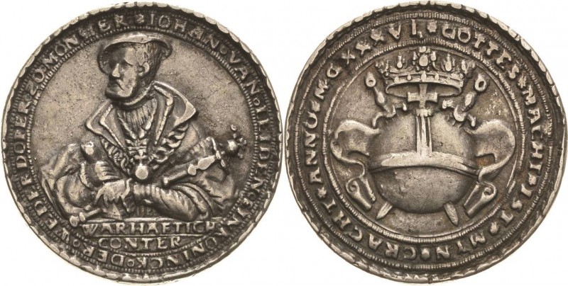 Münster
 Silbergussmedaille 1536 (unsigniert) Auf den Wiedertäufer Jan van Leid...