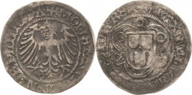Nördlingen-Reichsmünzstätte
Philipp von Weinsberg 1469-1503 1/2 Schilling 1497. Mit Titel Maximilian I. Mit gekürzter Jahreszahl 97 Herzfelder 20 c S...
