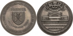 Plauen
 Silbermedaille 1925 (Oertel) Sächsische Bäckerei- Fachausstellung. Stadtwappen / Ausstellungshalle. Randpunze: SILBER 990 OERTEL BERLIN. 45 m...