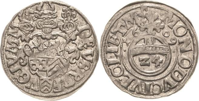 Ravensberg
Johann Wilhelm von Jülich-Kleve-Berg 1592-1609 1/24 Taler 1609. Stan...