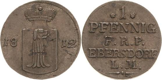 Reuss-Jüngere Linie - Ebersdorf
Heinrich LI. 1779-1822 Pfennig 1812, Saalfeld A...