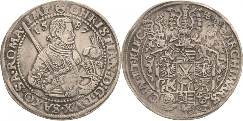 Sachsen-Kurlinie ab 1547 (Albertiner)
Christian I. 1586-1591 Taler 1587, HB-Dre...