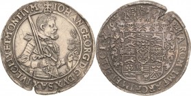 Sachsen-Kurlinie ab 1547 (Albertiner)
Johann Georg I. (1611-) 1615-1656 Taler 1623, Schwan-Dresden Variante mit auffliegendem Schwan. Die linke Hand ...