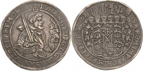 Sachsen-Kurlinie ab 1547 (Albertiner)
Johann Georg I. (1611-) 1615-1656 Taler 1623, Schwan-Dresden C/K 156 Schnee 818 Davenport 7601 Sehr schön