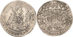 Sachsen-Kurlinie ab 1547 (Albertiner)
Johann Georg I. (1611-) 1615-1656 Taler 1628, HI-Dresden Mit anliegender Feldbinde C/K 158 b Anm, Schnee 845 Da...
