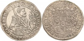 Sachsen-Kurlinie ab 1547 (Albertiner)
Johann Georg I. (1611-) 1615-1656 Taler 1629, Schwan-Dresden Mit anliegender Feldbinde C/K 158 b Schnee 845 Dav...