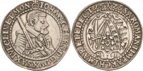Sachsen-Kurlinie ab 1547 (Albertiner)
Johann Georg I. (1611-) 1615-1656 1/4 Taler 1629, HI-Dresden Beiderseits mit Blütenkreis C/K 194 Anm. Kohl 166 ...