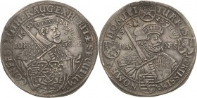 Sachsen-Kurlinie ab 1547 (Albertiner)
Johann Georg I. (1611-) 1615-1656 Taler 1630, Zainhaken-Dresden 100 Jahre Augsburger Konfession. Mit linker Han...