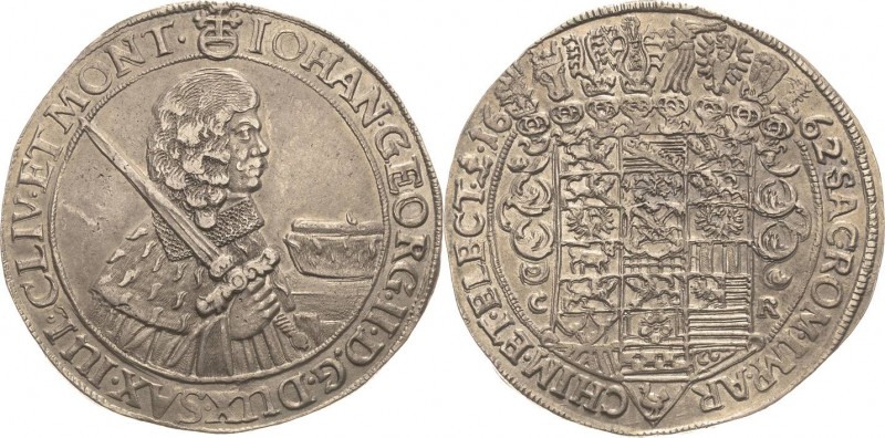 Sachsen-Kurlinie ab 1547 (Albertiner)
Johann Georg II. 1656-1680 Taler 1662, CR...