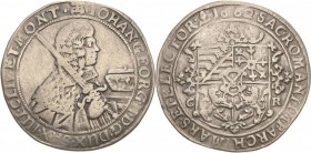 Sachsen-Kurlinie ab 1547 (Albertiner)
Johann Georg II. 1656-1680 1/2 Taler 1662, CR-Dresden Erbländischer Halbtaler C/K 408 Kohl 222 Kl. Henkelspur,f...