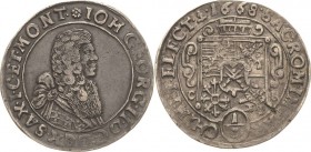 Sachsen-Kurlinie ab 1547 (Albertiner)
Johann Georg II. 1656-1680 1/3 Taler 1668, CR-Dresden C/K 415 Kohl 230 Fast vorzüglich